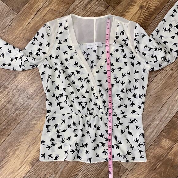 Cooper & Ella Sparrow Bird Print Peplum Top Size Small - Picture 10 of 12